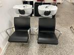 Te koop 2 wasbakken voor kapsalon evt. Ook 2 stoelen/spiegel, Ophalen, Strak, Gebruikt, Twee