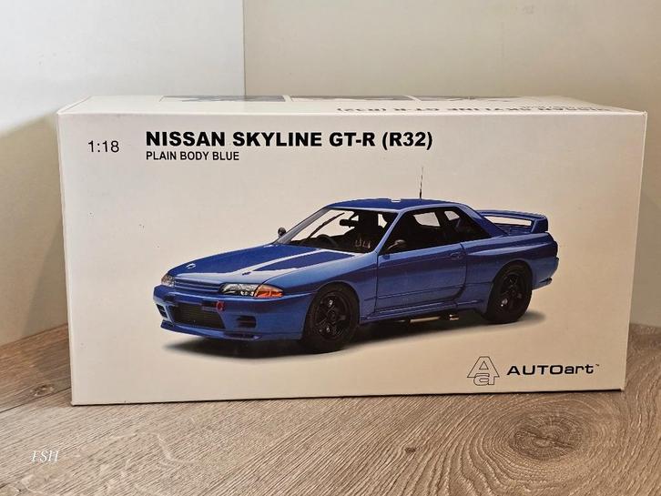 SINT-SALE : AutoArt 89281, Nissan Skyline GT-R (R32), blauw., Hobby en Vrije tijd, Modelauto's | 1:18, Zo goed als nieuw, Auto