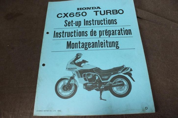 Honda CX650 Turbo 1982 set up instructions CX 650, Motoren, Handleidingen en Instructieboekjes, Honda, Ophalen of Verzenden