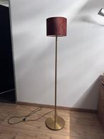 Velours bruine lampenkap incl. messingkleurige lampvoet, Huis en Inrichting, Lampen | Lampenkappen, Ophalen, Rood, Rond, Zo goed als nieuw