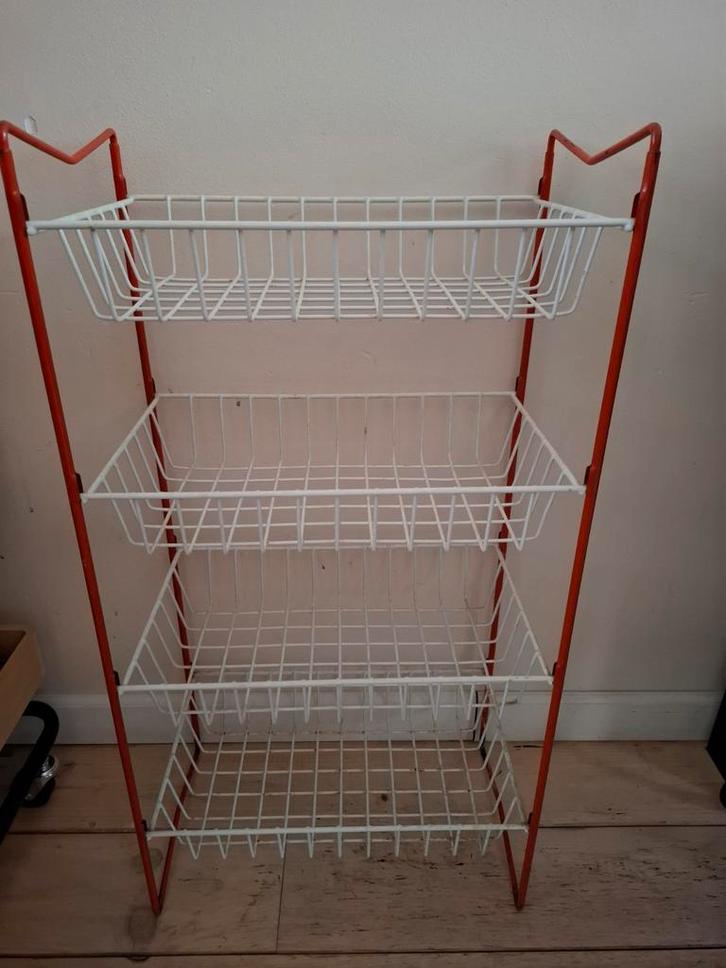 Vintage Rekje met Mandjes Oranje/Wit, Huis en Inrichting, Kasten | Stellingkasten, Gebruikt, Ophalen of Verzenden