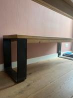 Houten Eettafelbankje met Stalen Poten, Huis en Inrichting, Stoelen, Ophalen, Gebruikt, Hout, Drie