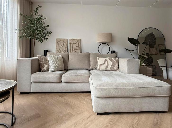 Bank Beige Chaise Longue 255cm x 175cm, Huis en Inrichting, Banken | Sofa's en Chaises Longues, Zo goed als nieuw, Ophalen