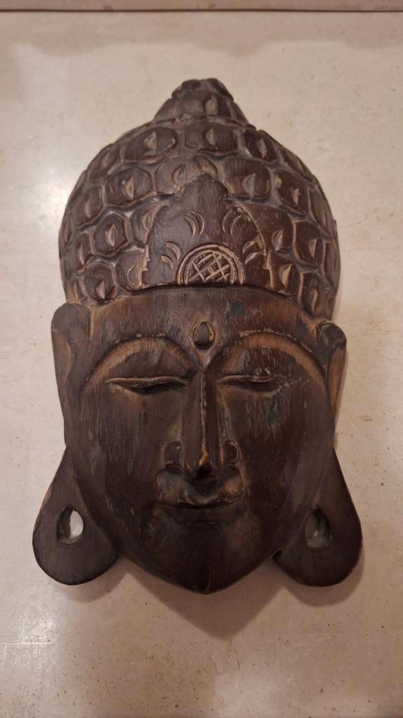 Houten Masker - Decoratief Wandobject, Huis en Inrichting, Woonaccessoires | Wanddecoraties, Gebruikt, Ophalen of Verzenden