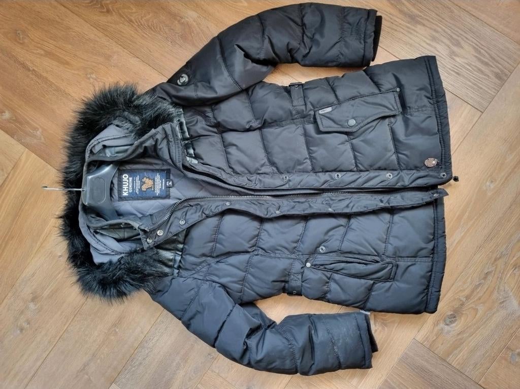 Zgan prachtige zwarte gewatteerde jas maat XL Khujo Genuine, Ophalen of Verzenden, Zo goed als nieuw, Maat 46/48 (XL) of groter