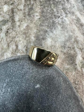 14k Gouden Zegelring met Diamant beschikbaar voor biedingen