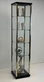 Grote messing vitrinekast met deur, slot en glazen plankjes, Huis en Inrichting, Ophalen, ., Zo goed als nieuw, .