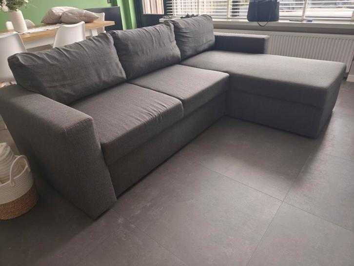 Donkergrijze Slaapbank met Opbergruimte - 4 persoons, Huis en Inrichting, Banken | Bankstellen, Zo goed als nieuw, Hoekbank, Vierpersoons of meer