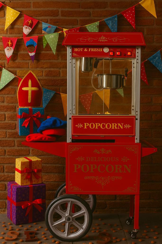 Sinterklaas vieren met deze prachtige popcornmachine, Hobby en Vrije tijd, Feestartikelen | Verhuur, Zo goed als nieuw, Kerst of Sinterklaas