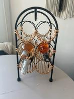 Metalen Wijnrek met Rotan (Xenos), Ophalen, 5 tot 15 flessen, Nieuw, Metaal