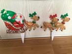 Vintage tuinstekers kerstman in slee, Diversen, Kerst, Ophalen of Verzenden, Zo goed als nieuw