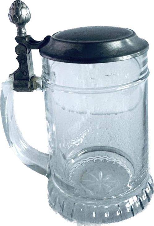Bierpul TIN Deksel & Duimrust Ster in bodem Bierglas Vintage, Antiek en Kunst, Antiek | Tin, Ophalen