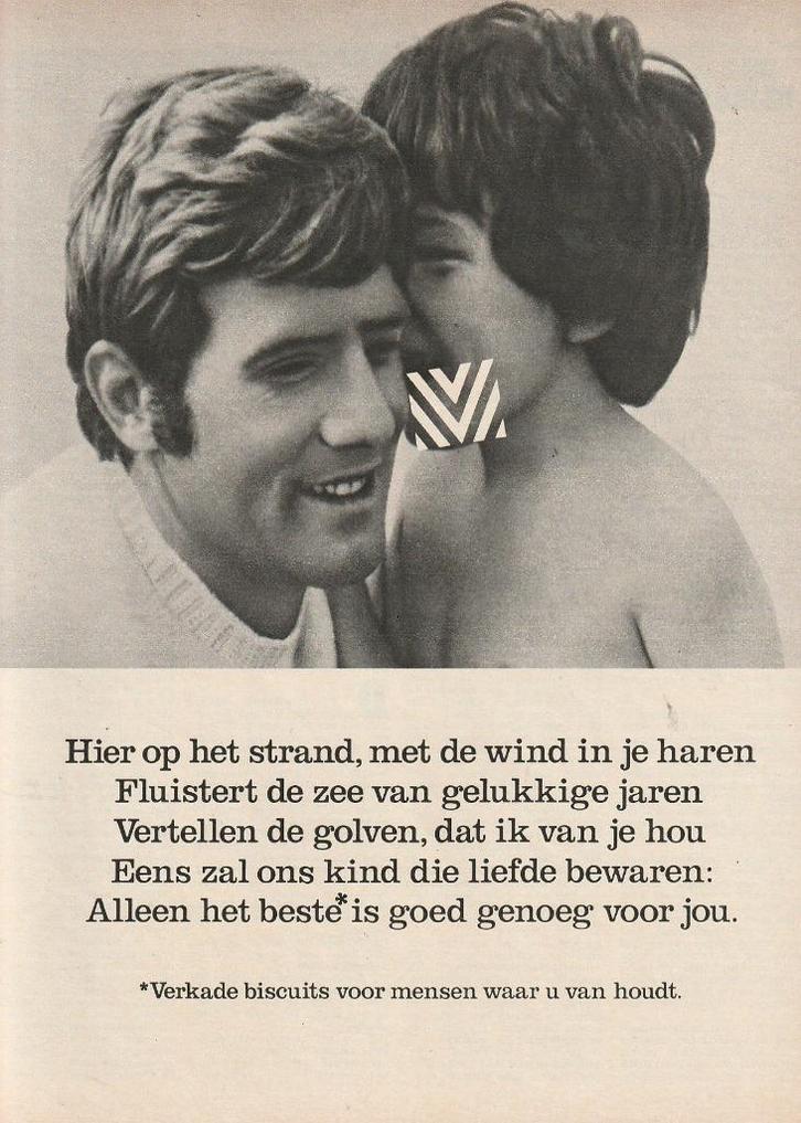 Retro reclame 1969 Verkade Zaandam biscuits vader & zoontje, Verzamelen, Retro, Overige typen, Verzenden