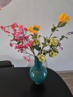 Prachtig kleurrijk boeket zijdenbloemen incl vaas!, Ophalen of Verzenden, Zo goed als nieuw