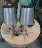 Loods 5 zilveren lampen met hout - 2 stuks tafellamp, Ophalen, Gebruikt, Hout, Minder dan 50 cm