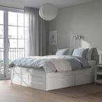 IKEA BRIMNES bedframe met opberglades 140x200 cm – wit, Ophalen, Gebruikt, Wit, Tweepersoons