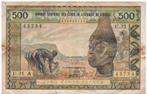 West-Afrikaanse Staten /Ivoorkust, 500 Francs, 1961, Postzegels en Munten, Bankbiljetten | Afrika, Los biljet, Ophalen of Verzenden