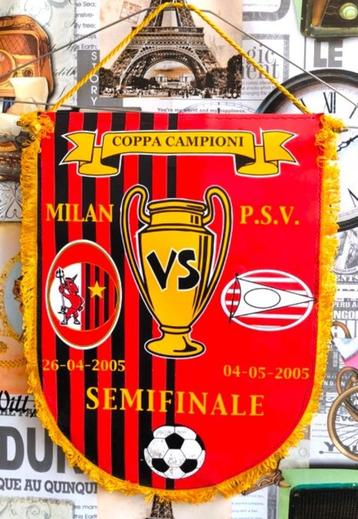 PSV Eindhoven AC Milan 2005 prachtig vintage vaan CL beschikbaar voor biedingen