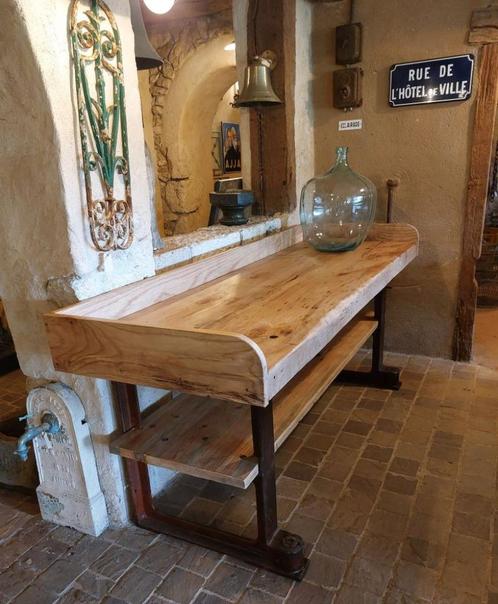 Handgemaakte grote werktafel, sidetable, presenteertafel, Antiek en Kunst, Curiosa en Brocante, Ophalen