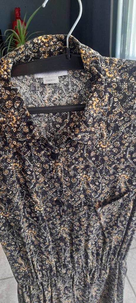 Lange jurk Cotton Club zwart met beige lichtbruin S/M, Kleding | Dames, Jurken, Zo goed als nieuw, Zwart, Onder de knie, Ophalen of Verzenden