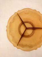 Vintage 3-vaks verdeelde schaal ven depressieglas, Ophalen of Verzenden, Zo goed als nieuw, Rond, Glas