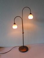 Steinhauer tafellamp, voet van brons met melkglazen bollampj, Ophalen of Verzenden, Gebruikt, Glas, Minder dan 50 cm