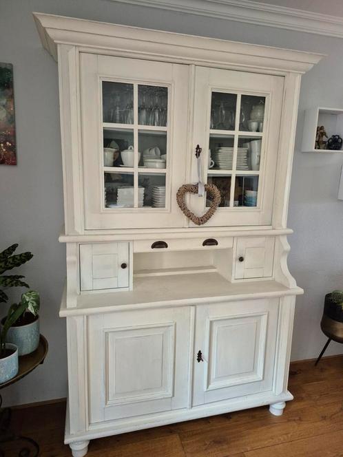 Brocante witte buffetkast, Huis en Inrichting, Kasten | Buffetkasten, Gebruikt, 200 cm of meer, 100 tot 150 cm, 25 tot 50 cm, Met lade(s)