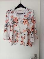 KASTOPRUIMING:exclusieve nieuwe blouse roomwit+bloemen mt L, Nieuw, Ophalen of Verzenden, Wit