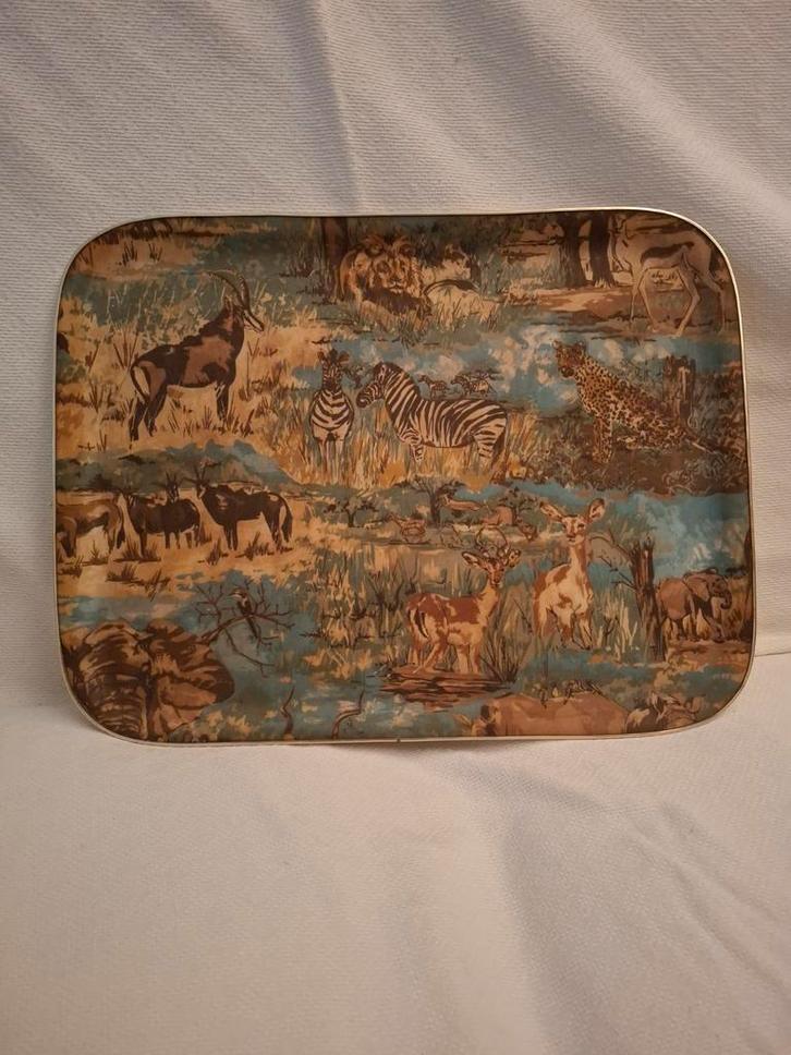 Afrikaanse Dienblad met Dierenprint, Huis en Inrichting, Woonaccessoires | Dienbladen, Gebruikt, Overige materialen, Rechthoekig