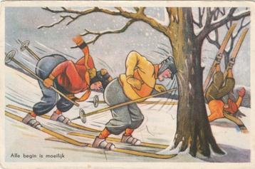 HUMOR SKIEEN SNEEUW UIT 1954 ZEER MOOIE OUDE KAART KJ394 beschikbaar voor biedingen