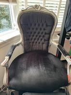 Barok stoel zwart zilver, Huis en Inrichting, Fauteuils, Ophalen, 75 tot 100 cm, Zo goed als nieuw, Stof