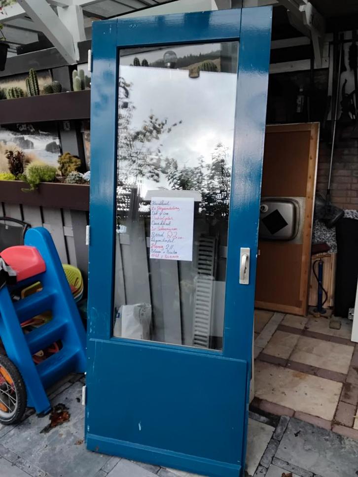 Schuurdeur balcon tuinhuisdeur keukendeur 83/211 hardhouten, Doe-het-zelf en Verbouw, Deuren en Horren, Gebruikt, Buitendeur, 200 tot 215 cm