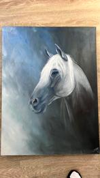 Schilderij in acryl van wit paard, Antiek en Kunst, Ophalen of Verzenden