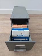 Vintage archief kast / lade blok in grijs staal incl diverse, Antiek en Kunst, Ophalen of Verzenden