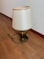 Vintage Messing Tafellamp met Stoffen Kap, Ophalen, Gebruikt, Metaal, Minder dan 50 cm
