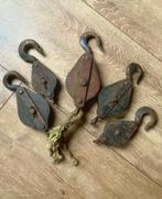 Vintage katrollen 5 stuks 20 cm, Doe-het-zelf en Verbouw, IJzerwaren en Bevestigingsmiddelen, Ophalen, Overige typen