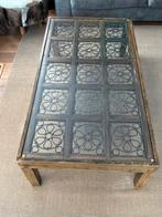Decoratieve Salontafel - hout, staal & glas, Huis en Inrichting, Tafels | Bijzettafels, Decoratief / Antiek, Zo goed als nieuw
