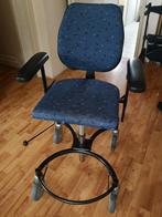 Trippelstoel blauw stof tot 130 kilo, Ophalen, Gebruikt