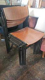 13 Gijs van der Sluis Schoolstoelen - Industrieel Vintage, Ophalen of Verzenden, Gebruikt, Bruin, Vijf, Zes of meer stoelen