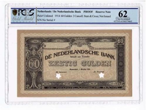 Nederland 60 Gulden 1914 Proefdruk/Specimen PCGS Gold slabs, Postzegels en Munten, Bankbiljetten | Nederland, Los biljet, Ophalen of Verzenden
