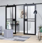 Industriële binnendeur met glas stomp/opdek, Doe-het-zelf en Verbouw, Deuren en Horren, 80 tot 100 cm, Binnendeur, Nieuw, Ophalen of Verzenden