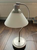 Mooie Bureaulamp met Wit Glas en RVS, Klassiek, Ophalen of Verzenden, Minder dan 50 cm, Glas