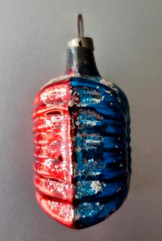 Oude Kerstbal Blauw/Rood, Diversen, Kerst, Zo goed als nieuw, Ophalen of Verzenden