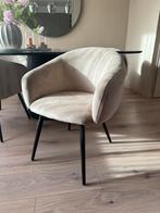 6 Beige Velvet Eetkamerstoelen - Japandi / Hotel Chique, Huis en Inrichting, Stoelen, Ophalen, Bruin, Zo goed als nieuw, Stof