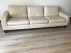 Lederen bankstel 4 zits off white, Ophalen, 250 tot 300 cm, Zo goed als nieuw, Rechte bank