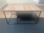 Salontafel teak/zwart metaal, Huis en Inrichting, Tafels | Salontafels, Minder dan 50 cm, Gebruikt, Rechthoekig, Ophalen of Verzenden