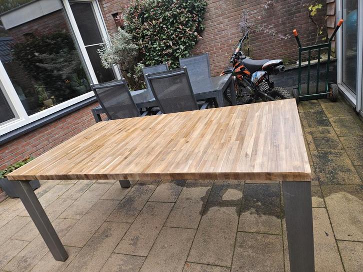 Eettafel 180x100 - RVS poten, blanke lak, Huis en Inrichting, Tafels | Eettafels, Ophalen