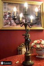 Grote tafellamp -staande lamp antiek barok engel beeld brons, Ophalen of Verzenden