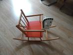 brocante oud houten hobbelpaard met rood zitje 83-50-33 cm, Ophalen