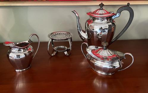 Vintage verzilverde vierdelige koffieset, Antiek en Kunst, Curiosa en Brocante, Ophalen of Verzenden